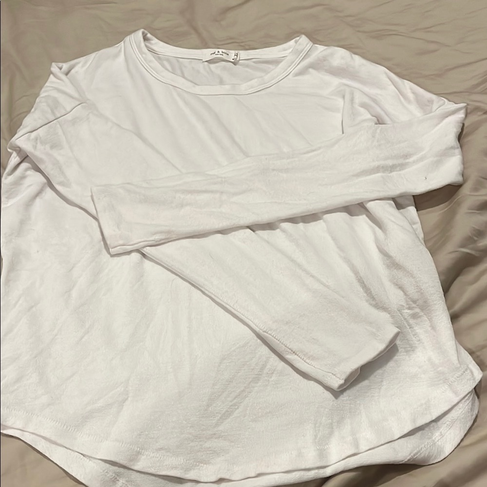 rag & bone White Long Sleeve Crewneck Top